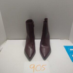 Marc Fisher Divine Pointy Toe Block Heel Booties Tan Brown Zipper Size 8.5